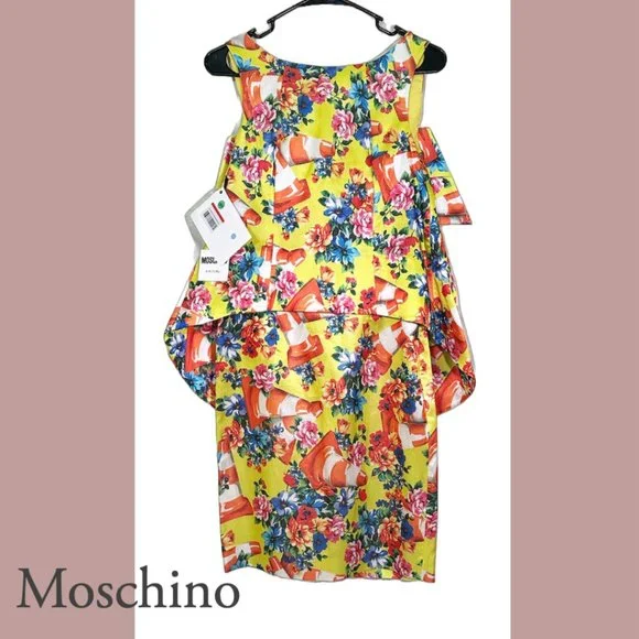 NEW! MOSCHINO COUTURE Rare 'Runway' Flower & Cone Dress, Sz 40 Italian (US 4) - Picture 2 of 11